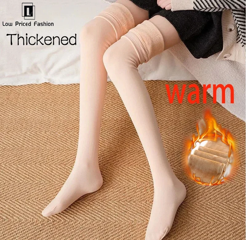 

Plush Over Knee Long Socks Velvet Thick Knee Socks With Silicone Pad Anti Slip Thigh High Socks Winter Warm High Tube Stockings