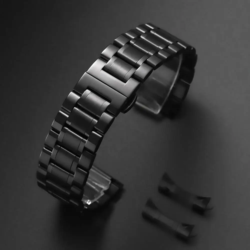 Edelstahl-Uhrenarmband mit gebogenem Ende, 12/13/14/15/16/17/18/19/20/21/22/23/24 mm, Schmetterlingsverschluss, massives Metall-Universalarmband – Detail 8