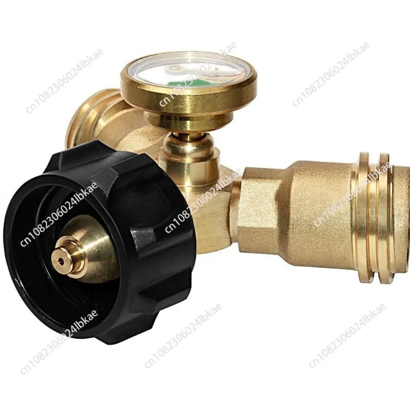 

Propane y pressure gauge body tee brass with 1 male qcc and 2 female qcc bbq grill heater pol