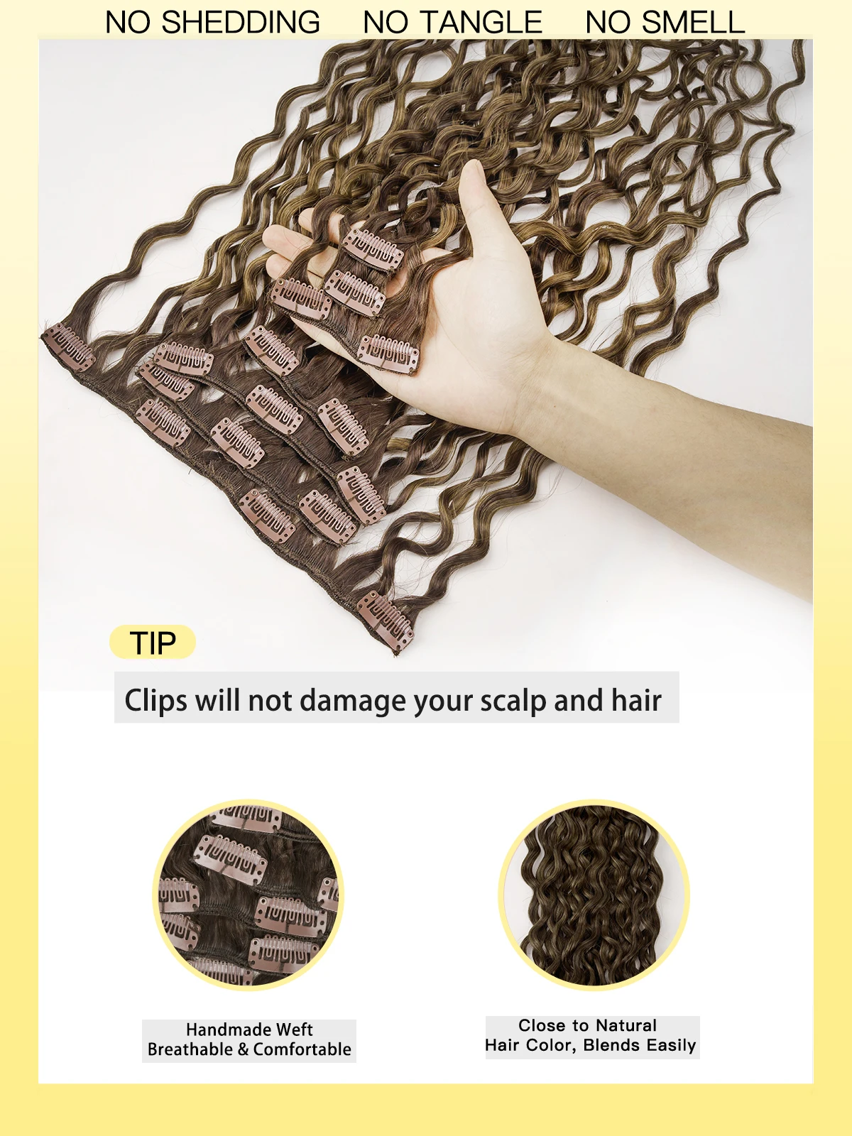 Yelo Curly คลิปในส่วนขยายของผมมนุษย์จริงผมเปียกและหยัก 100% บราซิล Remy Human Hair คลิป 12-26 นิ้วสําหรับผู้หญิง