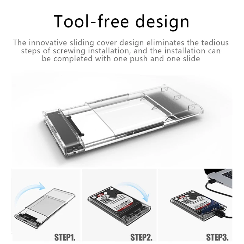 Uالتايلاندية G06 USB2.0 قالب أقراص صلبة 2.5 بوصة المنفذ التسلسلي SATA وسيط تخزين ذو حالة ثابتة/ القرص الصلب دعم 4 تيرا بايت شفاف المحمول الخارجي HDD
