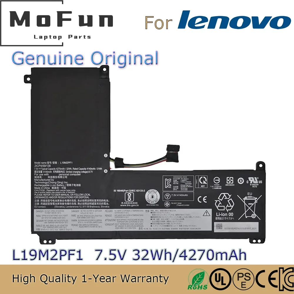 

Brand New Original L19L2PF1 7.6V 32Wh Laptop Battery for Lenovo IdeaPad 1-11IGL05 1-14IGL05 L19C2PF1 L19M2PF1 5B10W42963 etc.