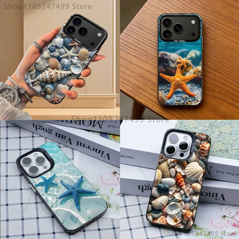

starfish shells Phone Case Black case for iPhone17,16,15,14,13,12,Pro,Max,Plus,E,SE4,Air,Mini