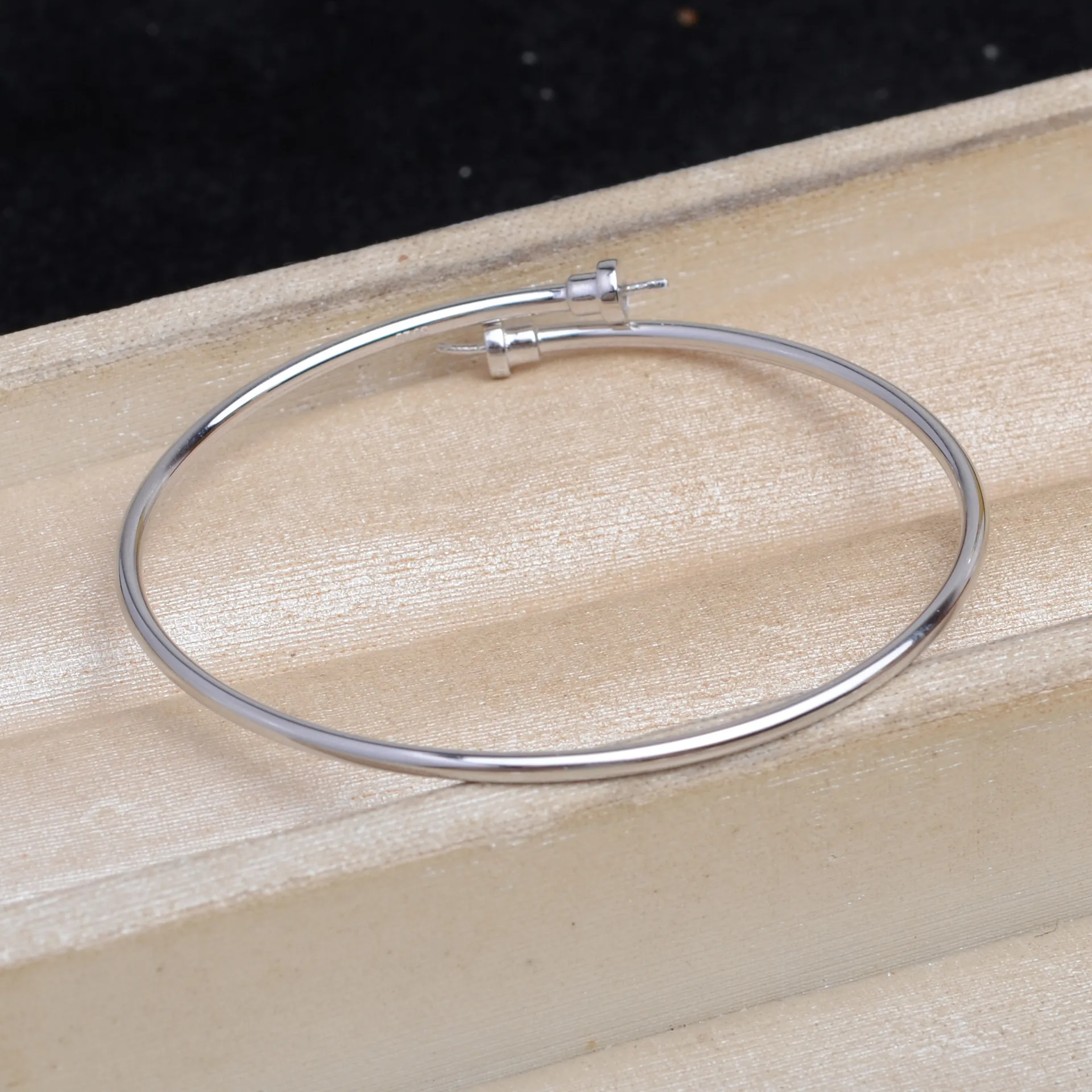 925 Sterling Silver Bracelet Mountings ADJUSTABLE Bangle Findings Jewelry Parts Fittings Accessories for 9-10mm Pearls 3pcs/lot