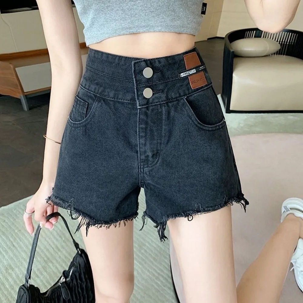 

Korean Version Solid Casual Holiday Versatile Denim Shorts Women Summer New Ins High Waist and Thin a Word Wide Leg Short Pants