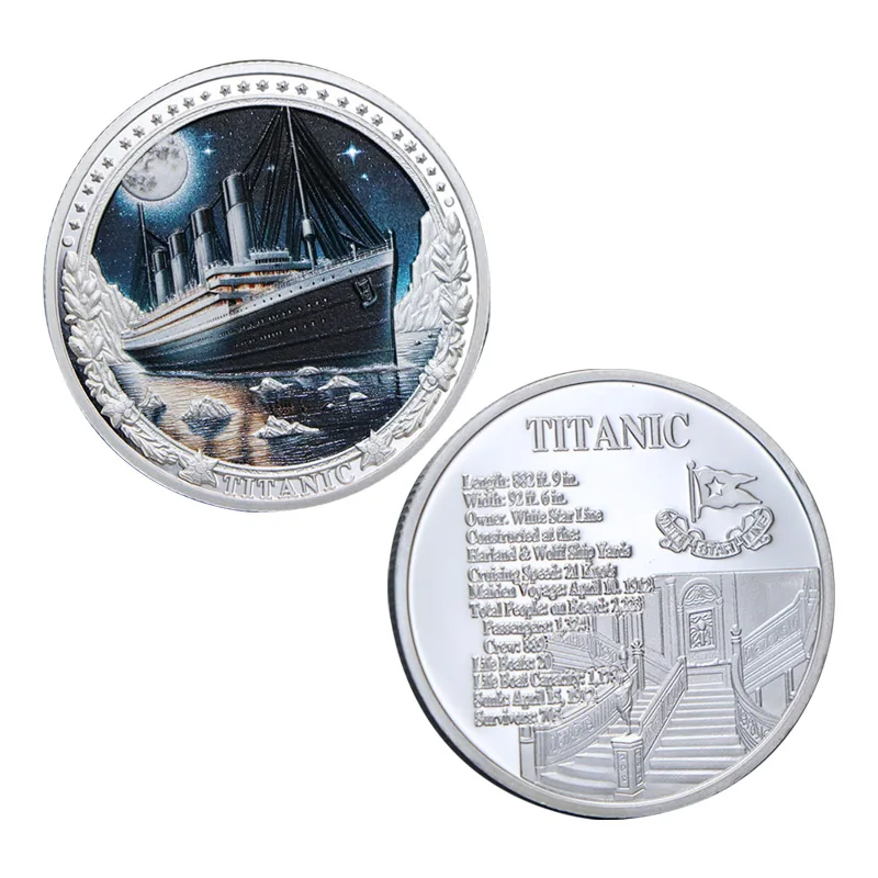 Titanic Color Printing Commemorative Metal Coin Art Challenge Souvenir Coins Collectible Physical Fans Collection Gift