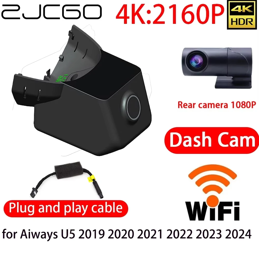 

ZJCGO 4K DVR Dash Cam Wifi Front Rear Camera 24h Monitor for Chery Chirey Fownix Tiggo 8 Pro Max Plus Arrizo 5 EX FX 2020~2024