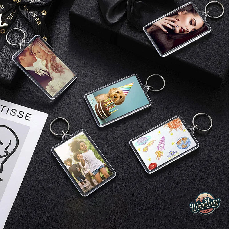 Photo Frame Keychain Clear Acrylic Keyring Insert Photo Key Pendant Blank KPOP Photo Key Holder DIY Split Ring Key Chain Gifts