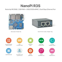 NanoPi R3S LTS & Combo 2GB LPDDR4X RAM & 0GB/32GB eMMc,RK3566,Quad Cortex-A55,Duoble GMB LAN,Rockchip OpenWRT,U-boot,Ubuntu-Core