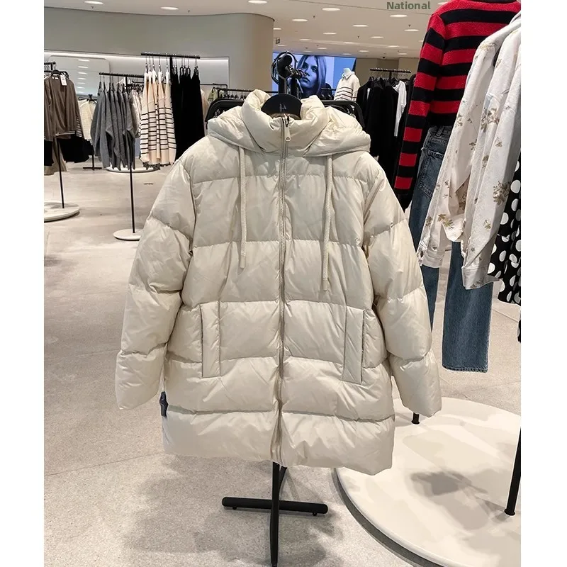 الخريف الشتاء عارضة فضفاض مقنعين الدافئة القطن Jaet المرأة Faion مريحة Du أسفل شغل معطف متوسط الطول