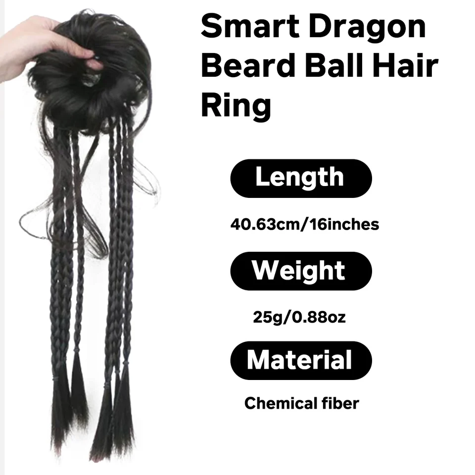 Cinta elástica sintética trenzada para extensión de cabello tipo cola de caballo para mujer, anillo de cabello 2