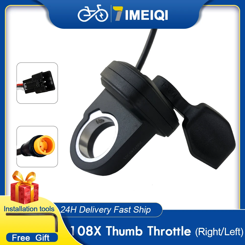 

WUXING 108X Ebike Thumb Throttle 3Pin Waterproof Plug Electric Bicycle Right/Left Hand Throttle for E Bikes or Electric Scooter