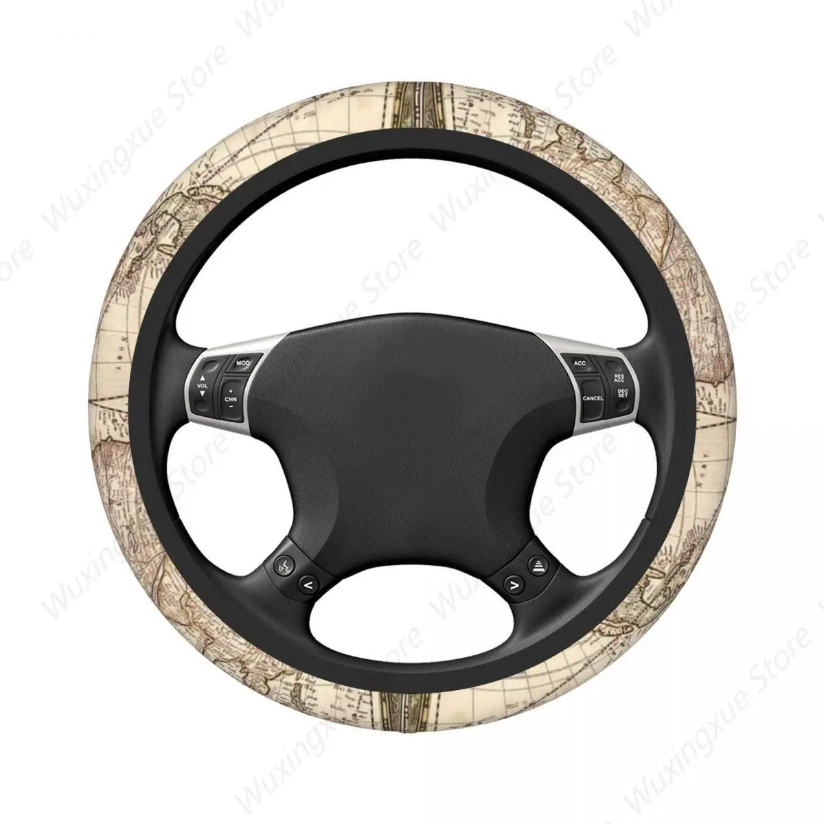 Map Of The World Car Steering Wheel Cover 38cm Universal Suitable Car-styling Car Accessories