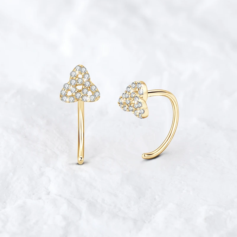

0.09CT Moissanite Half Hoops Earrings 925 Sterling Silver for Women Love Knot Earrings Birthday Party Jewelry Woman Gift
