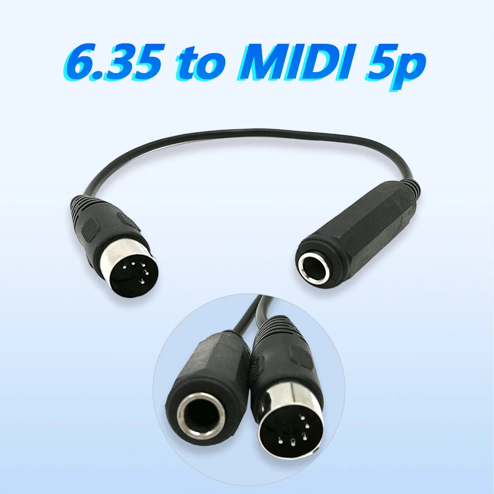 

6.35mm Audio Plug To MIDI 5-Pin DIN 5-Pin Adapter Cable for Microphone Audio Output 0.3m Synthesizer Organ Electric Piano Guitar