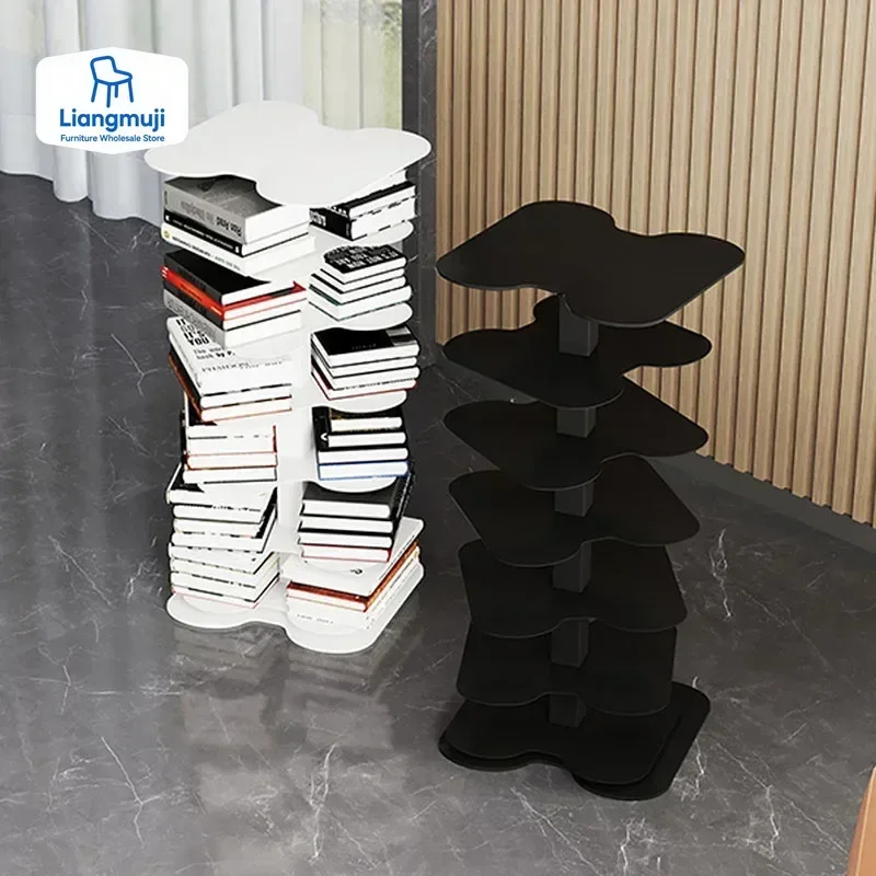 House Storage Rotating Bookcase Art Wheels Mini Bed Toy Rotating Bookcase Mobile Estantes Organizadores De Livros Home Decor