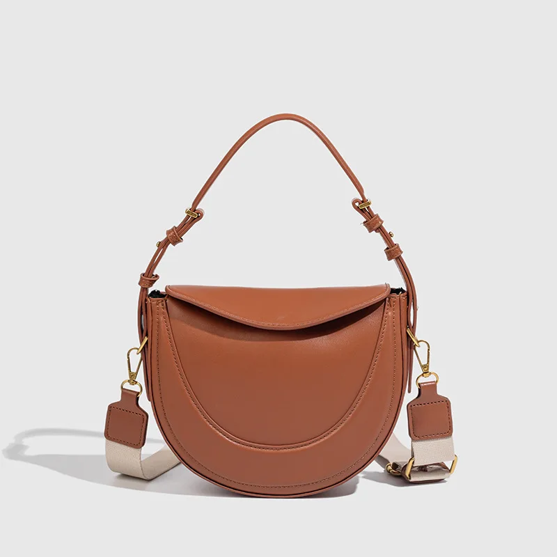 

Ladies' Solid-color Pu Leather Single-shoulder Bag with Wide Shoulder Strap Design Fashionable New Flip Underarm Bag Autumn 2025