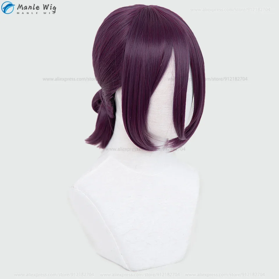 Peruca cosplay anime com gargantilha para mulheres, cabelo sintético resistente ao calor, perucas roxas curtas, boné de Halloween