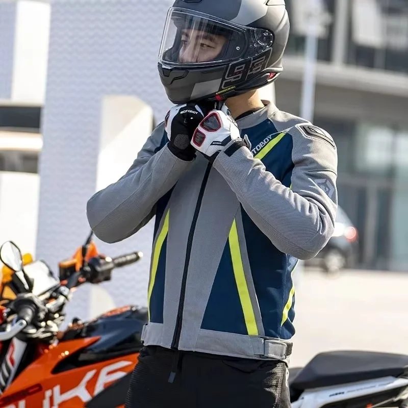 Summer Men Motorbike Jacket Motocross Protective Gear Jacket Coat Male Racing Reflective Oxford Clothing Motorcycle Jacket