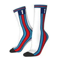 Martini Car Racing Striped style Unisex Winter Socks Happy Crew Socks Street Style Crazy Sock