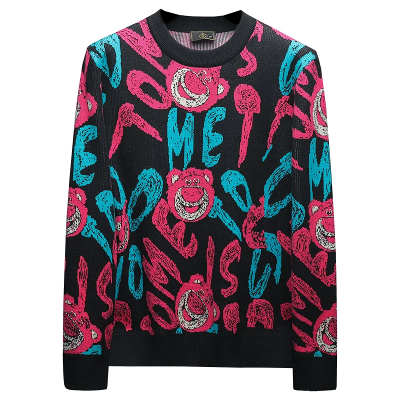 Outono/inverno masculino camisola de malha pullovers impressão em torno do pescoço camisola 2025 designer qualidade casual masculino kint jumper