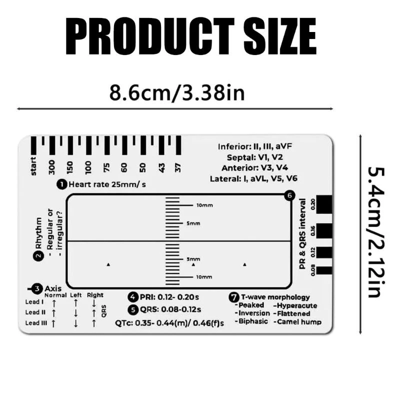 E15D Professional Pocket Card 7 Step Ruler для легкой электрокардиограммы.