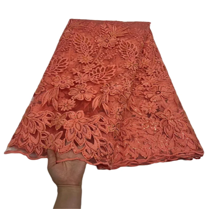 

Baby Pink African Sequins Lace Fabric Embroidery French Tulle Lace Fabric Nigerian Net Fabric For High Quality Wedding