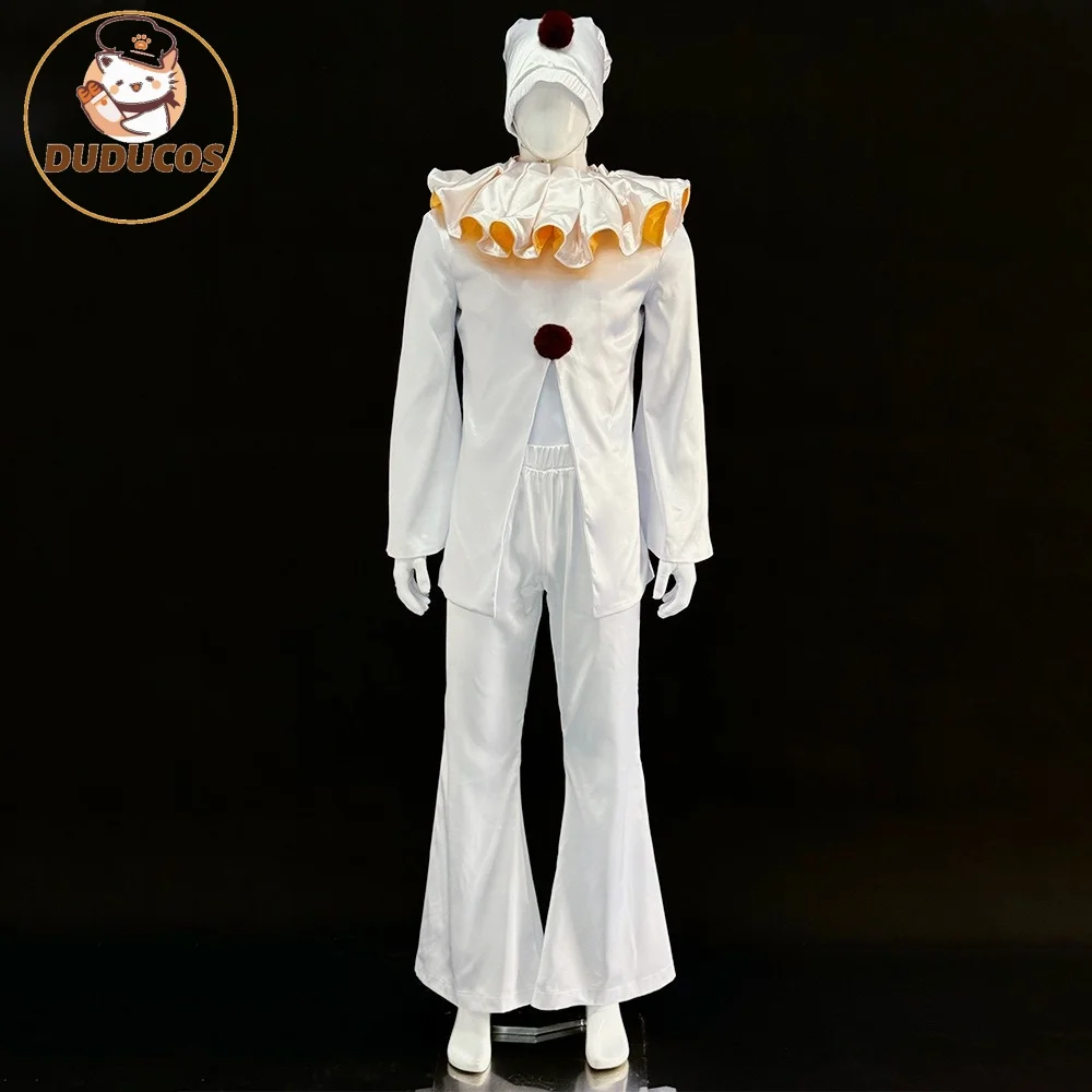DUDU-R The Freak Circus White Pierrot Clown Cosplay Costume Halloween view 3