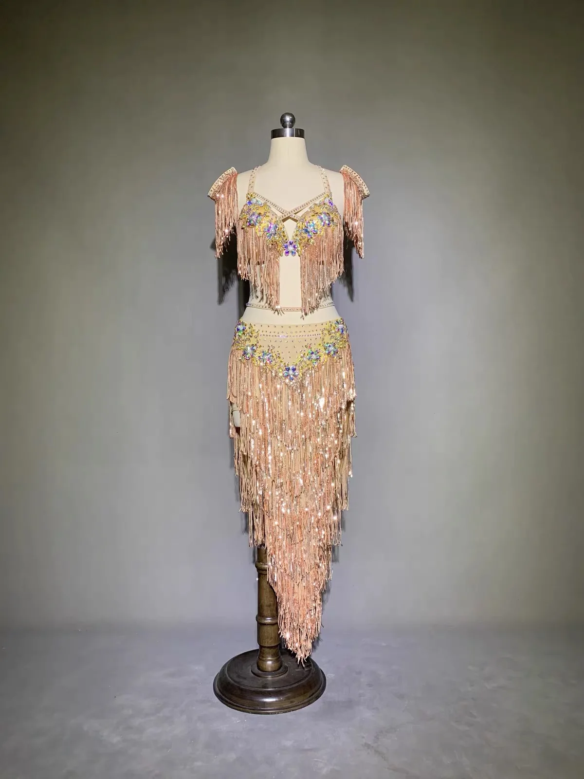 Traje de Danza del Vientre Oriental para Actuaciones, Conjunto de Lecciones, Disfraz de Carnaval para Mujer, Vestido de Práctica Árabe Jasmine con Caderas