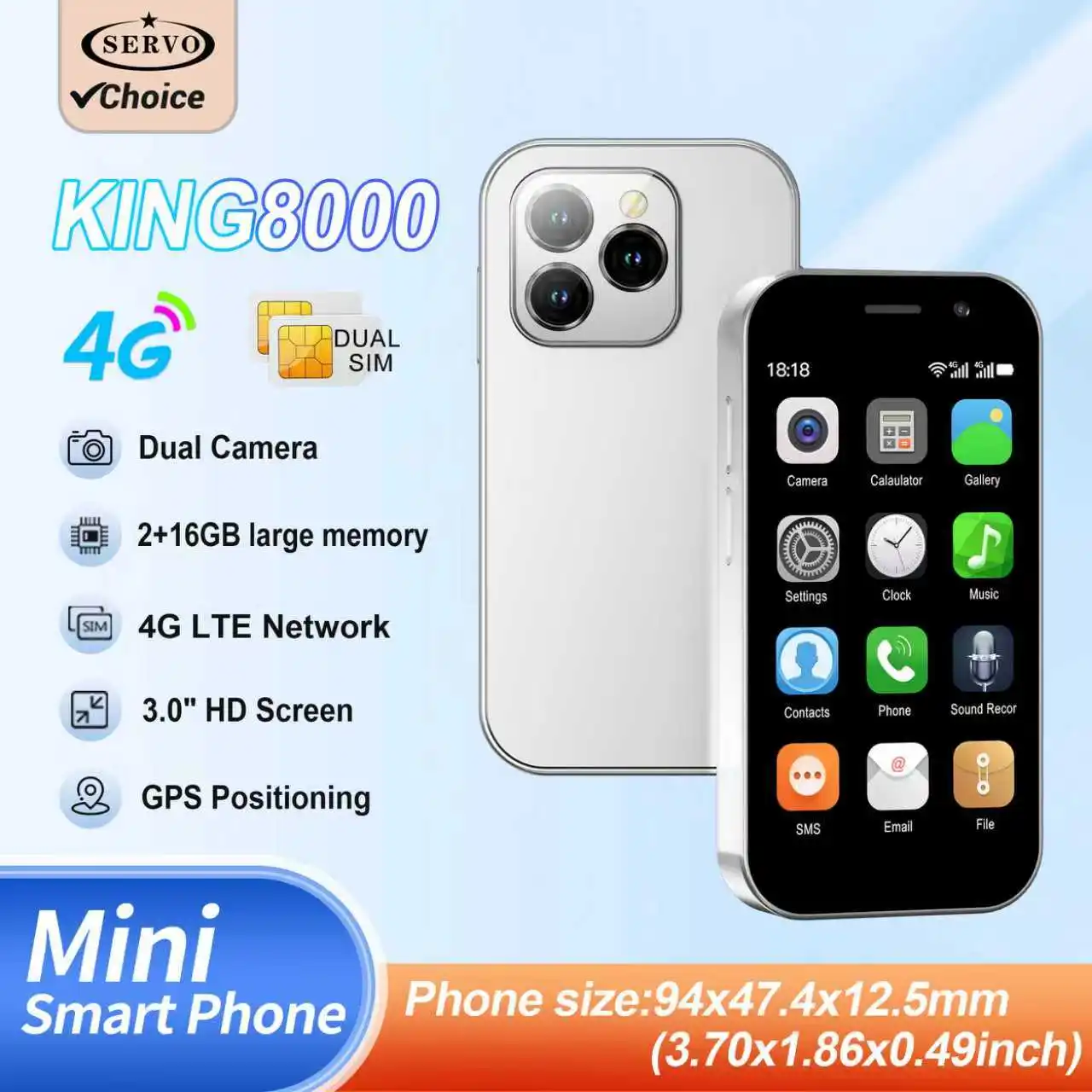 2025 HOT SALE SERVO KING8000 4G Mini Smartphone Android Global GPS 3.0