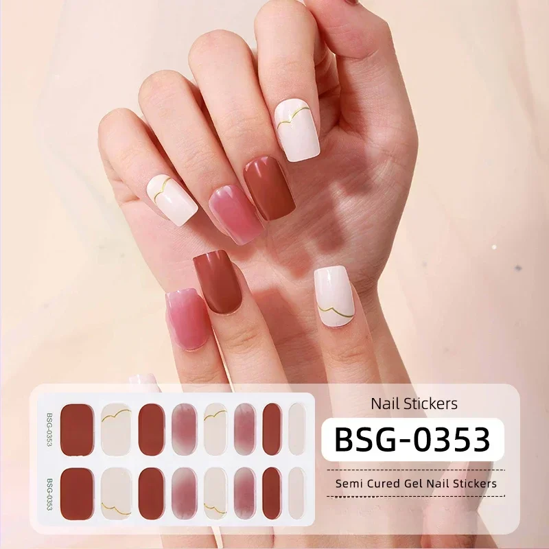 1 Blatt goldene Streifen halb gehärtete Gel Nagel Patch Kleber langlebige Nagel Gel Wraps Set DIY Manicur Dekor Aufkleber für Nagel