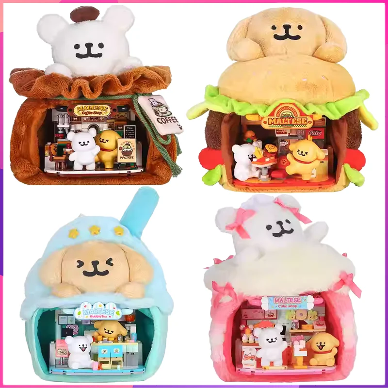 

Maltese Building Blocks Cute Dog Food Streetscape Desktop Decoration Puzzle Assembling Model Toys Birthday Gift for Boy and Girl