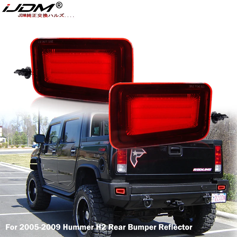 

2pcs For 2005-2009 Hummer H2 LED Bumper Reflector Lights Function as Tail,Brake & Rear Fog Lamps,Turn Signal Lights Red 3157