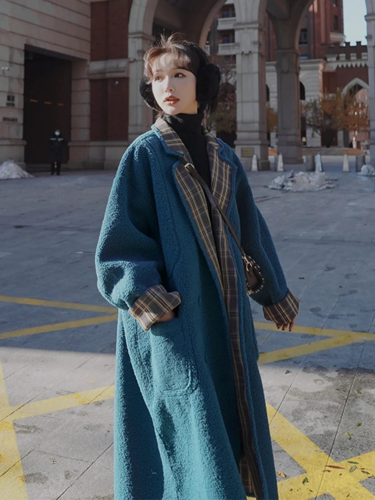 

Lamb Fur Woolen Coat Medium Length Women's Autumn Winter Thiened Particle Lamb Velvet Jaet Korean Sle Double Breasted