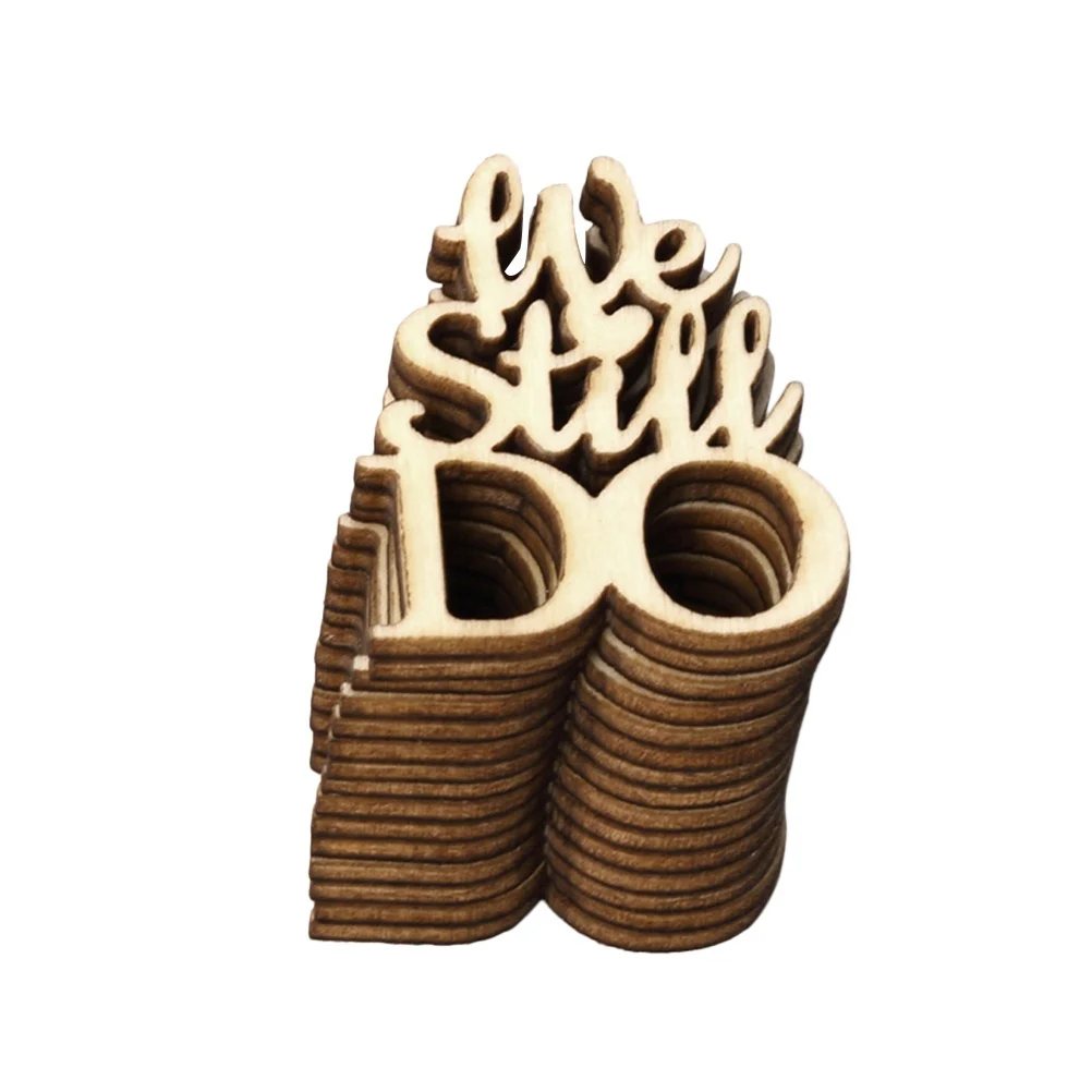 15 قطعة من قطعة الخشب ديكور من الخشب الطبيعي دعامة الزفاف كلمة إنجليزية ما زلت تفعل حفلة المنزل معلقة خلفية الصورة الحرفية #2