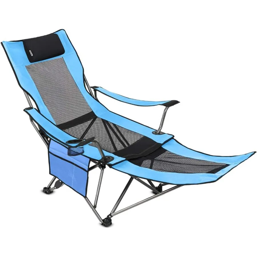 كرسي شبكي محمول قابل للطي للتخييم مع مسند للقدمين قابل للإزالة للمغامرات الخارجية والشاطئ والنزهات والمشي لمسافات طويلة أ #1