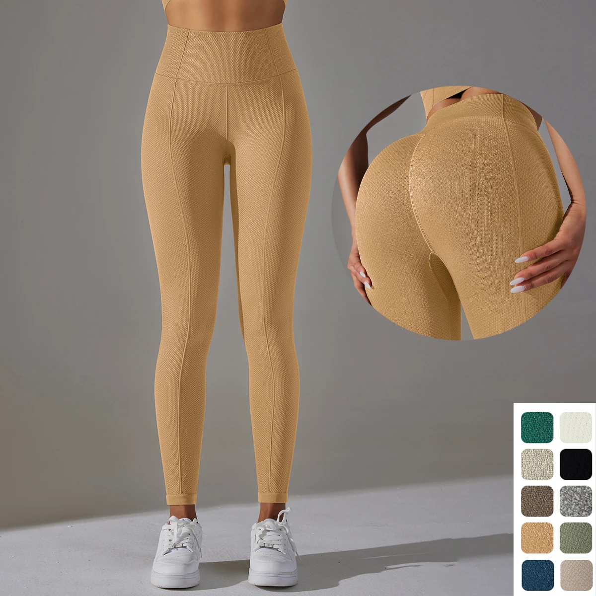 

1PC High Waist Solid Color Fitness Sports Yoga Pants Quick-Dry Peach Buttocks High Stretch Gym Sport Leggings For Women