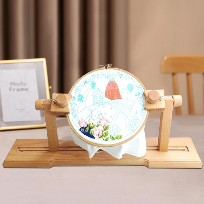 Cross Stitch Frame Stand, Adjustable Wooden Embroidery Frame Stand Kits Sewing Tools Cross Stitch Rack Desktop- Hoop Ring 30cm