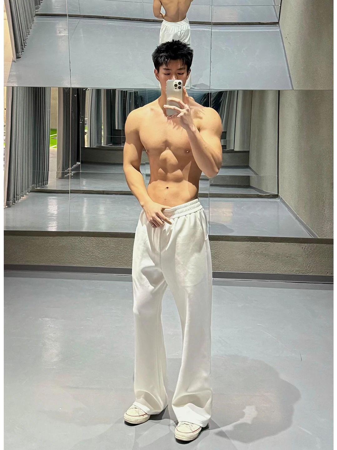 White American Style Fitness Sport Pants Men's Casual Straight Leg Pants Heavy Fleece Lined Handsome Handsome Straight Leg Tr...