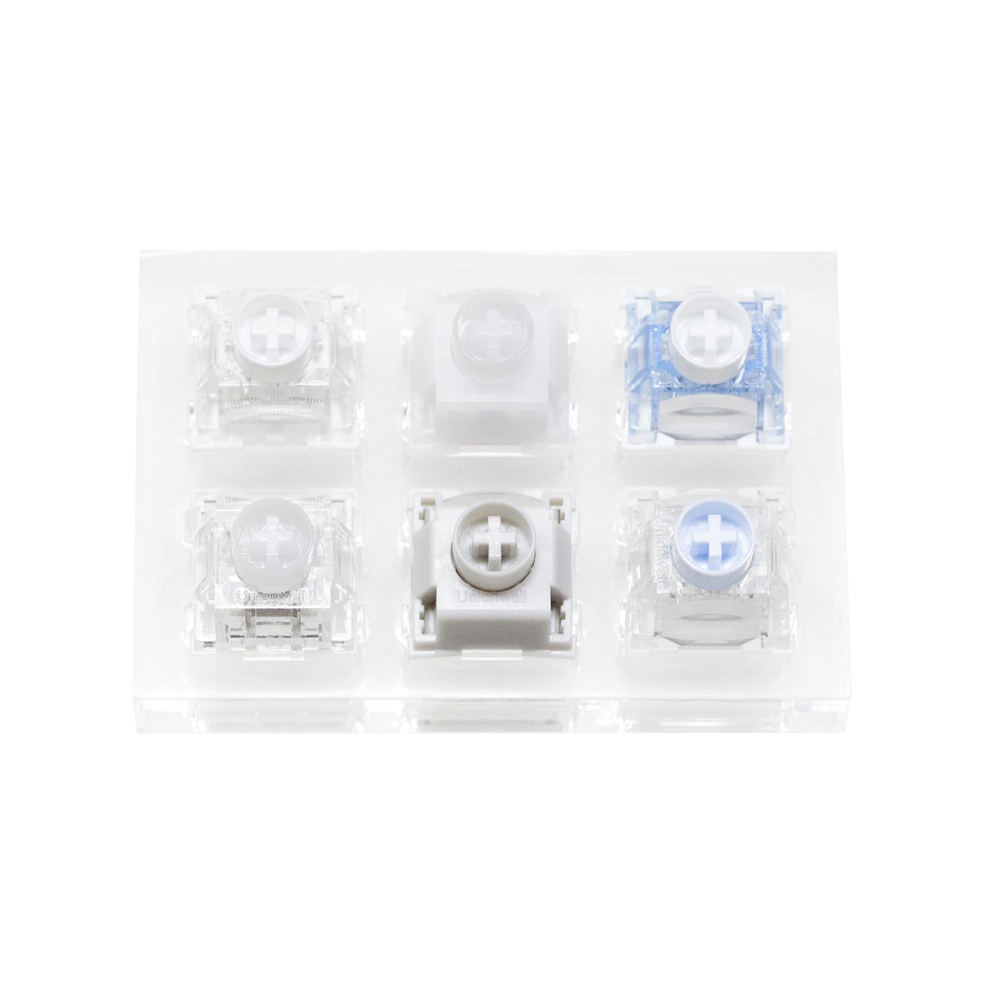 Unionwell 6 switch tester switches with blank keycaps acrylic base for mechanical keyboard Snow Shine Hunyuan Ice Shine Qianyuan