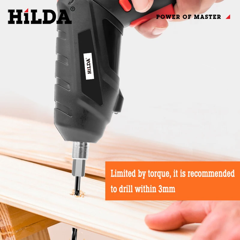 HILDA Power Tools 3.6V Handheld Electric Screwdriver Portable Cordless Electric Drill USB Rechargeable