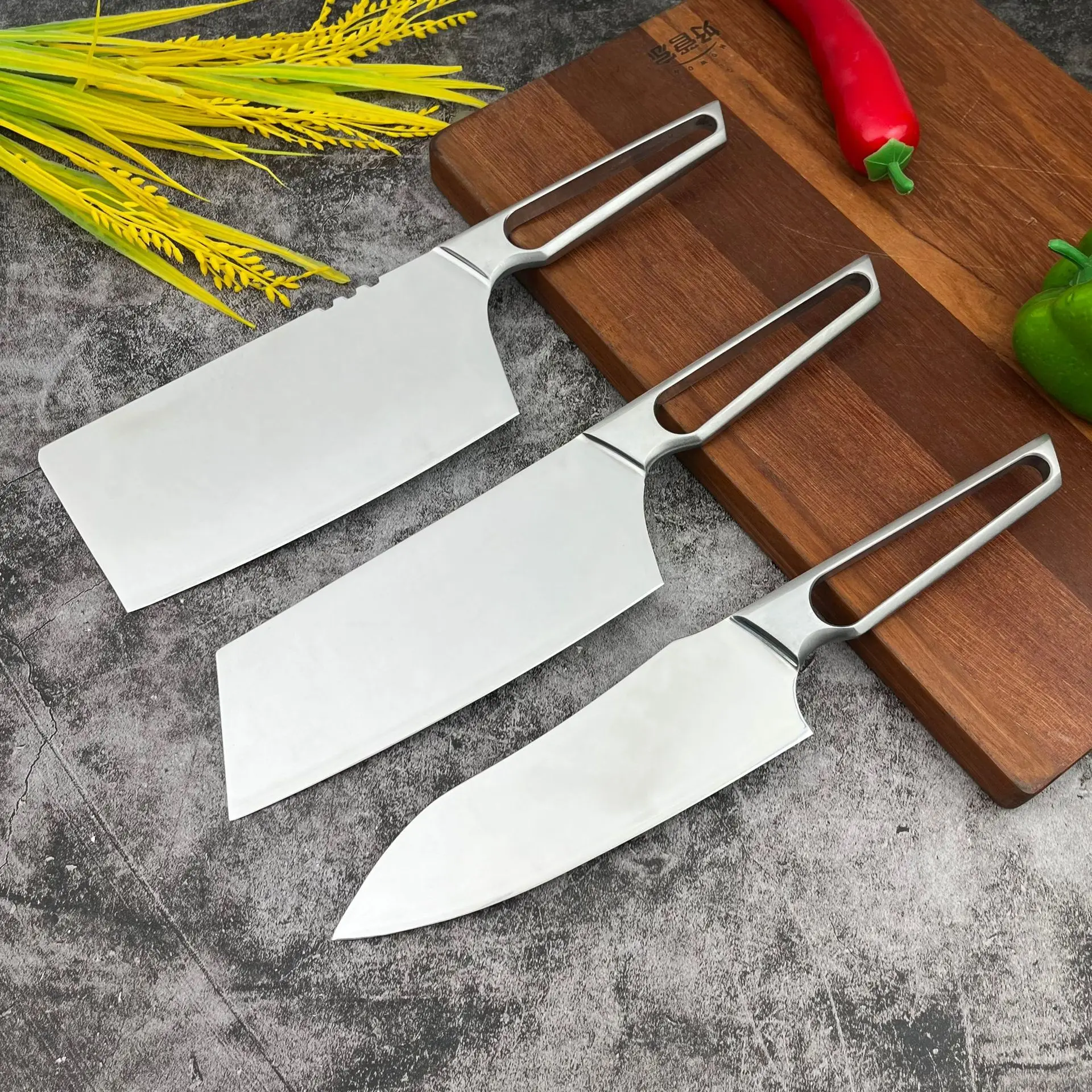 RHON 6.5inch M390 Clad Steel Chinese Chopping Knife Powder Steel Sharp Blade Kitchen Chef's Meat Slicing Poultry Cleaver Knives