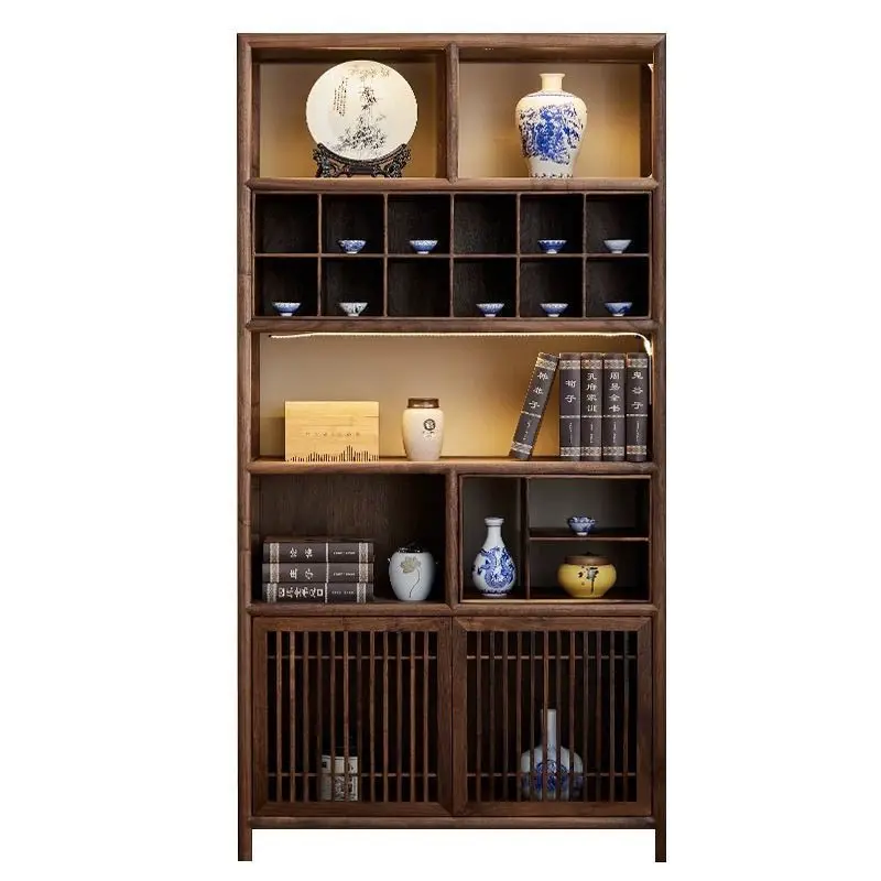 For New Chinese Style Old Elm Storage Duobao Pavilion Tea Side Cabinet Bogu Shelf Combination Display Cabinet Bookshelf Large