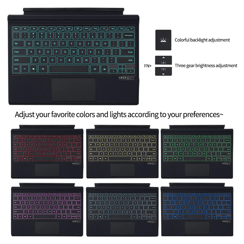 

Backlight Bluetooth Keyboard For Microsoft Surface Pro 3 4 5 6 7 8 9 Pro X Go 1 2 3 Keyboard Backlit Trackpad Wireless