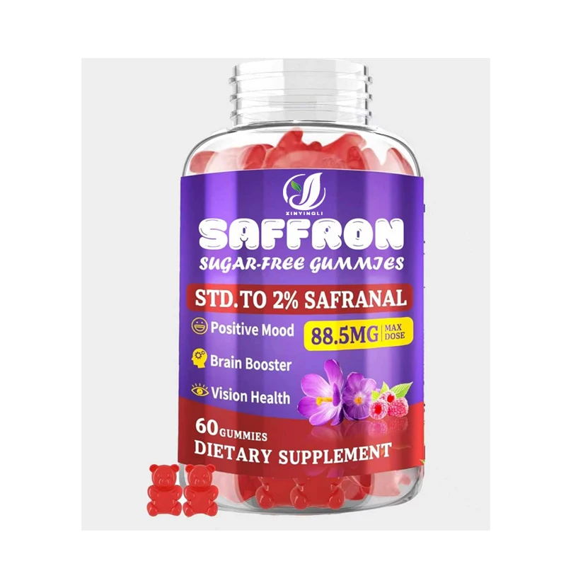Adult Saffron Supplement Gummies, Maximum Dose 88.5 Milligrams Containing Magnesium, Saffron Extract Containing B6, Rosemary