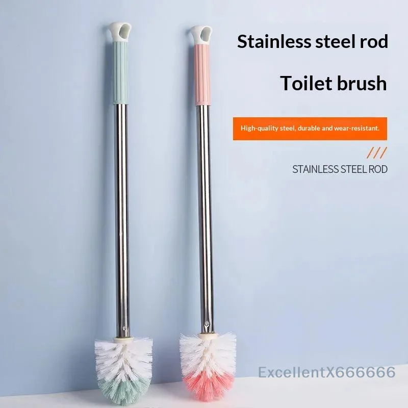 Stainless Steel Toilet Brush Long Handle Dense Bristles Rust Resistant Effective Cleaning Tool for Residential Bathrooms