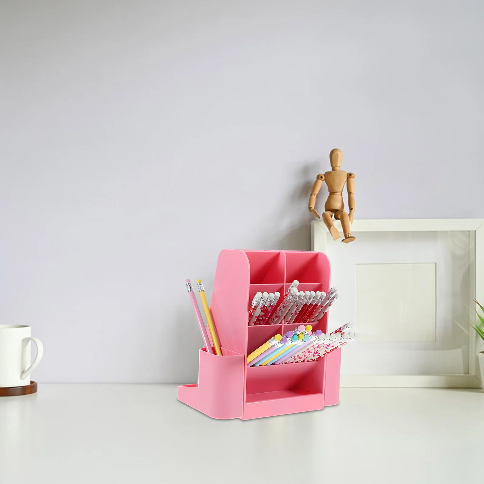 

Rotating Pen Large Capacity Desk ganizer Storage Desk ganizer Box Pencil Cup Brush Container Pink Stickers