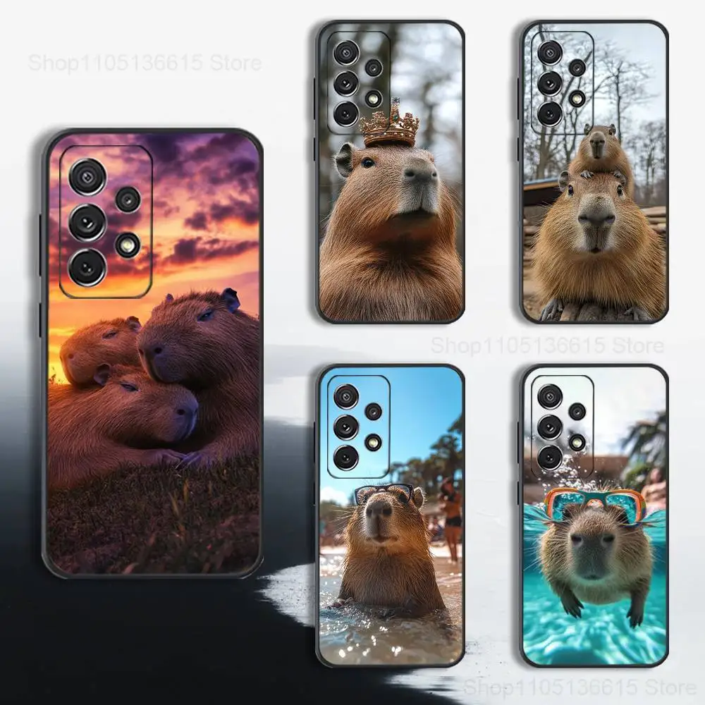 

Funny Capybara Cute Animal Phone Case For Samsung S25,S24,S23,S22,S21,S20,S10,Ultra,Plus,Lite,FE,Soft Silicone Black Cover