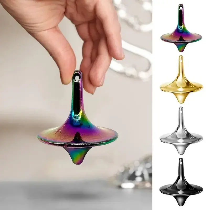 Mini Metal Spinning Tops Alloy Gyro Silver Steel Novelty Spin Forever Desk Table Fun Spinner Toy Game Gifts for Children Adult