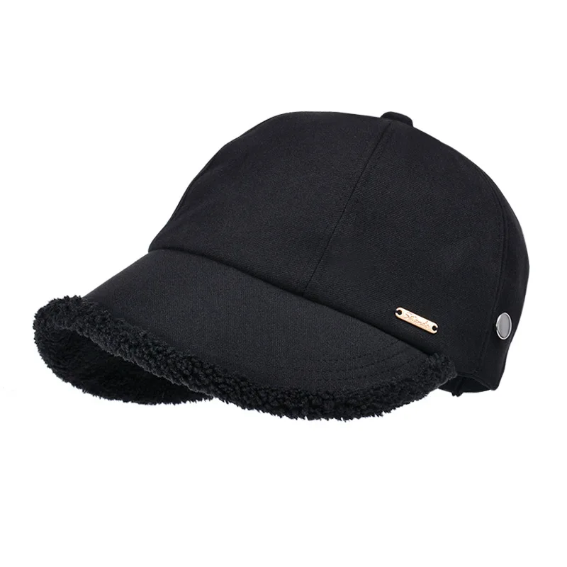 Wide Plush Brim Windproof Hat Solid Color Ear Protection Thickened Bucket Hat Comes with Buckle Practical Versatility Cold Hat